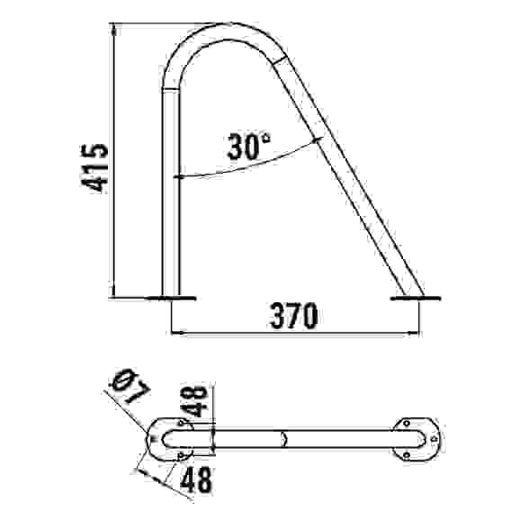 Леер (поручень) носовой малый, нерж. сталь, 030106T