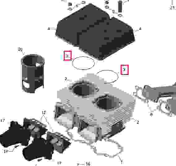Прокладка (кольцо) крышки цилиндров снегоходов BRP, оригинал, 293300026