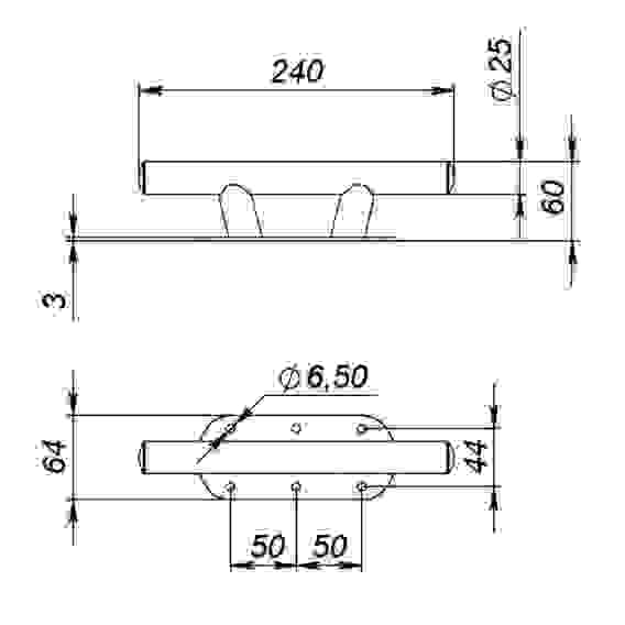 Утка швартовая 240 мм, с площадкой, нерж. сталь, 020212T