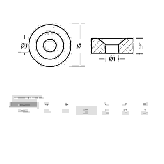 Анод Tecnoseal для Tohatsu 40-140 (алюминий), 01251AL