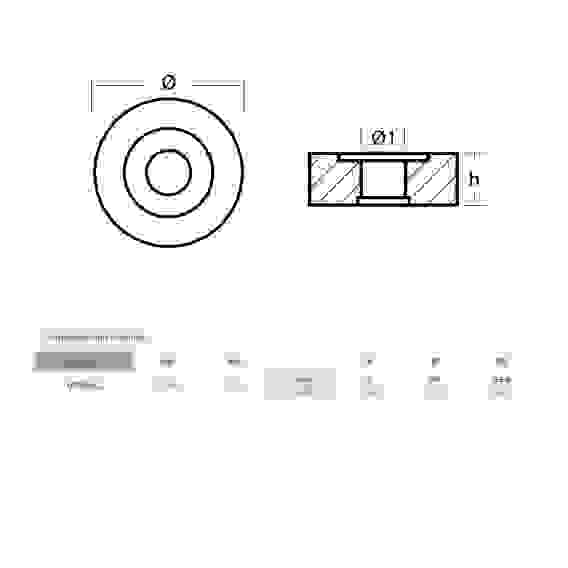 Анод Tecnoseal для Tohatsu M18-70, MFS9.9-20 (алюминий), 01250AL