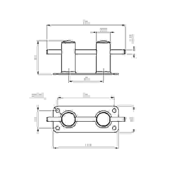 Кнехт двойной 32 мм с основанием, 020205T